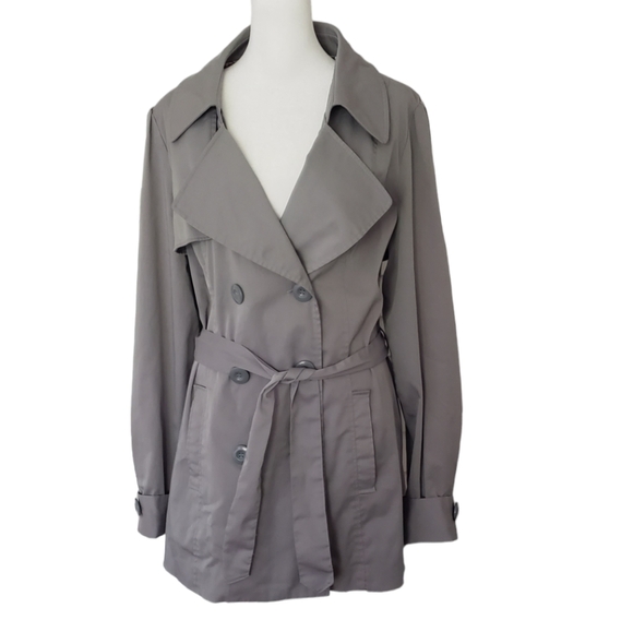 Vertigo Paris Blue/Gray Trench Coat Doble Breasted Button Down Jacket Size XL - Picture 1 of 15